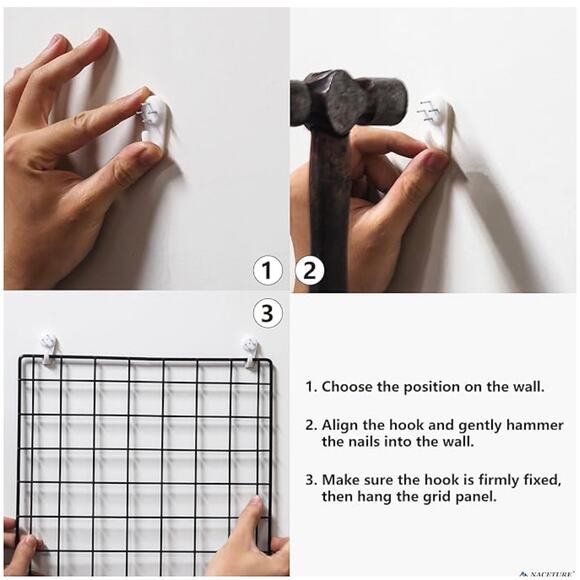 2 Pack Heavy-Duty Grid Wall Panels, Wire Mesh Organizer, Wall Display with Hooks - Picture 4 of 5